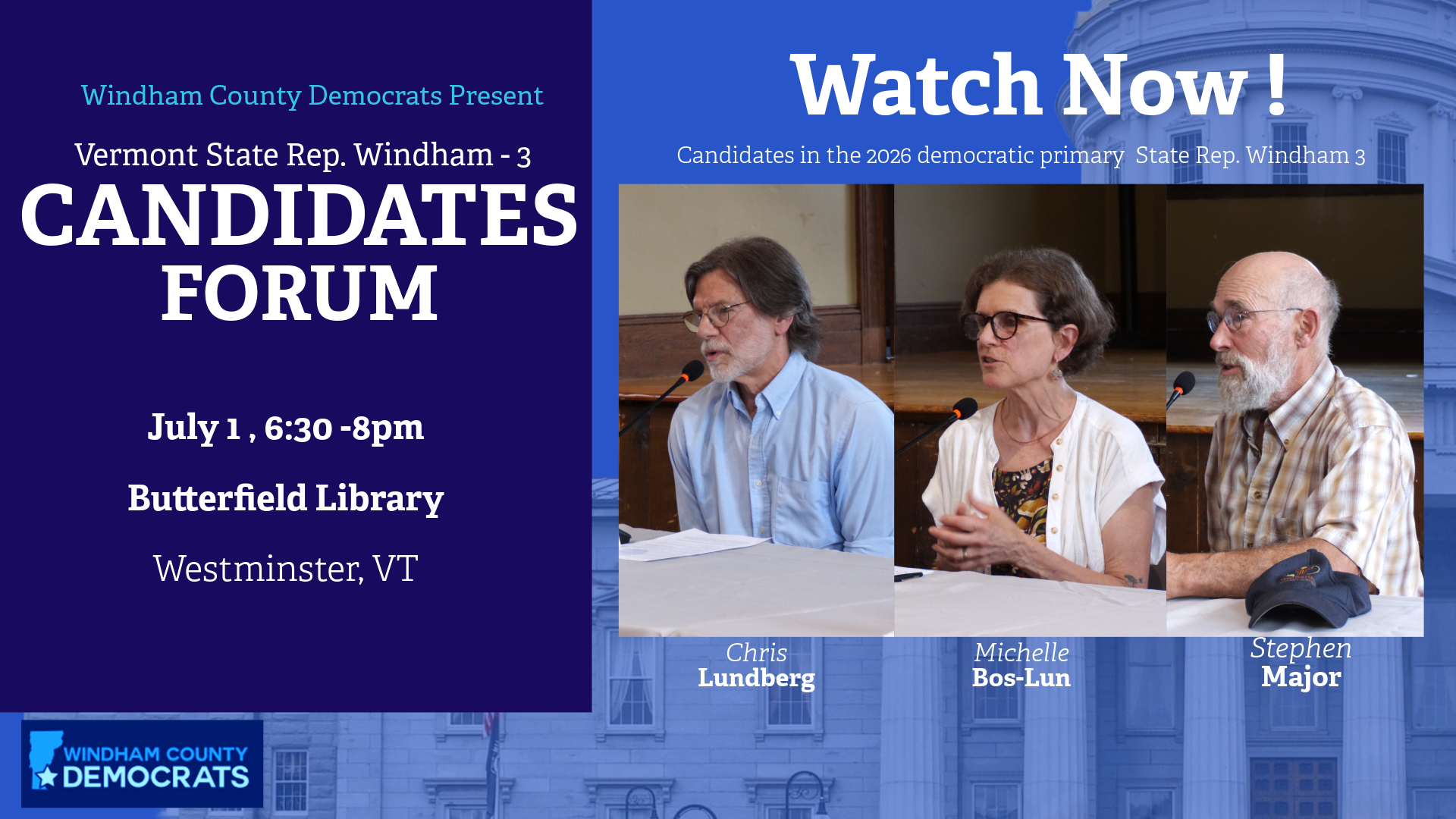 Candidates Forum for Vermont State Representative, Windham-3
